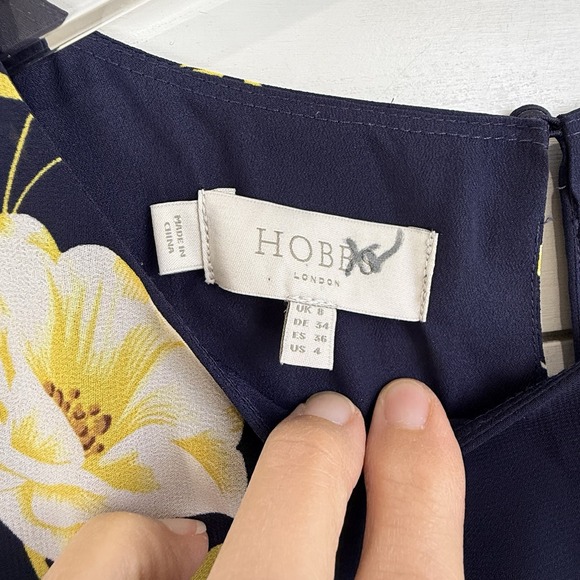 HOBBS‎ LONDON CARLY MIDI FLORAL DRESS Navy Sleeveless Tea Brunch Wedding Women 4 - Picture 5 of 16